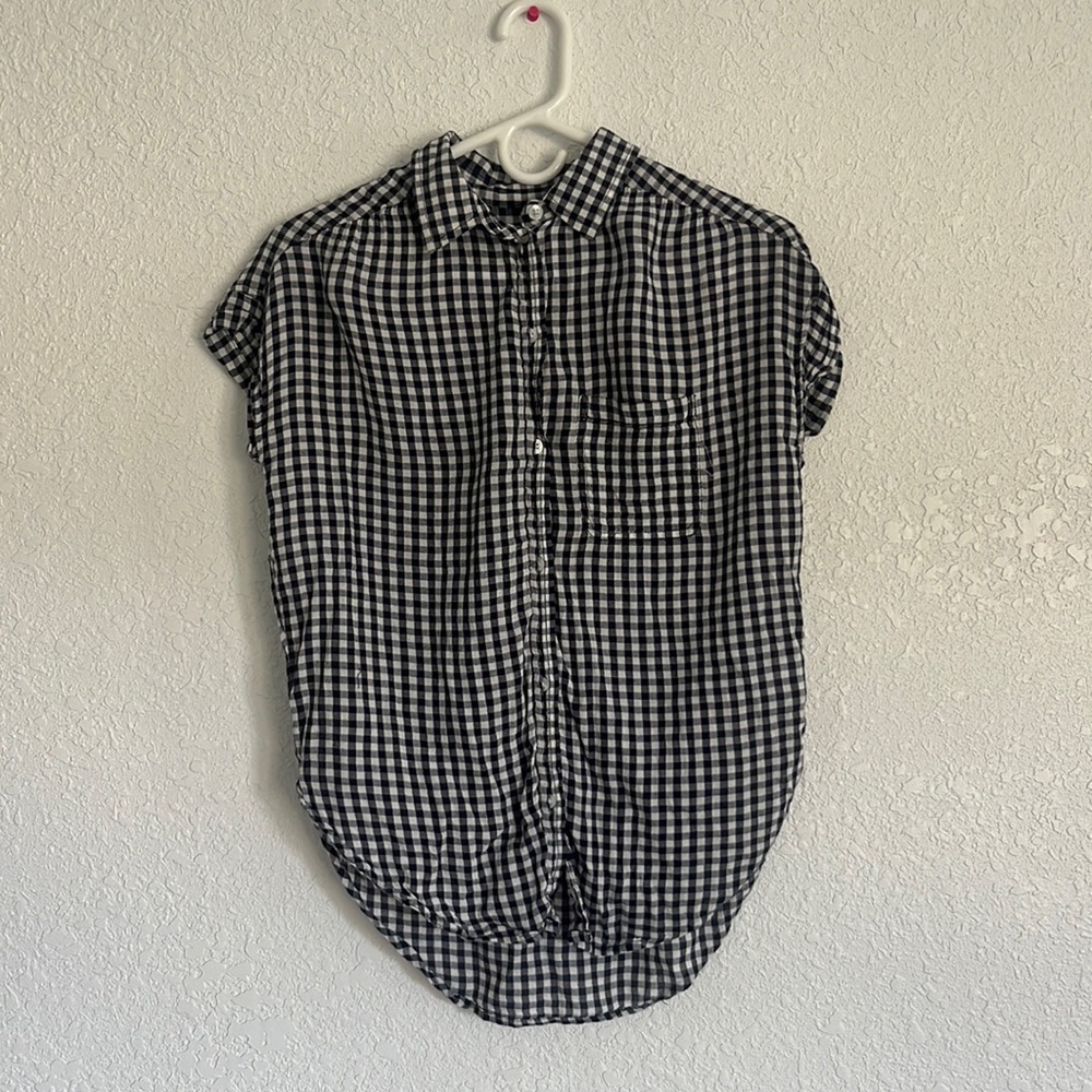 Blue Checkered Short Sleeve Button Up Size XS Womens American Eagle Outfitters